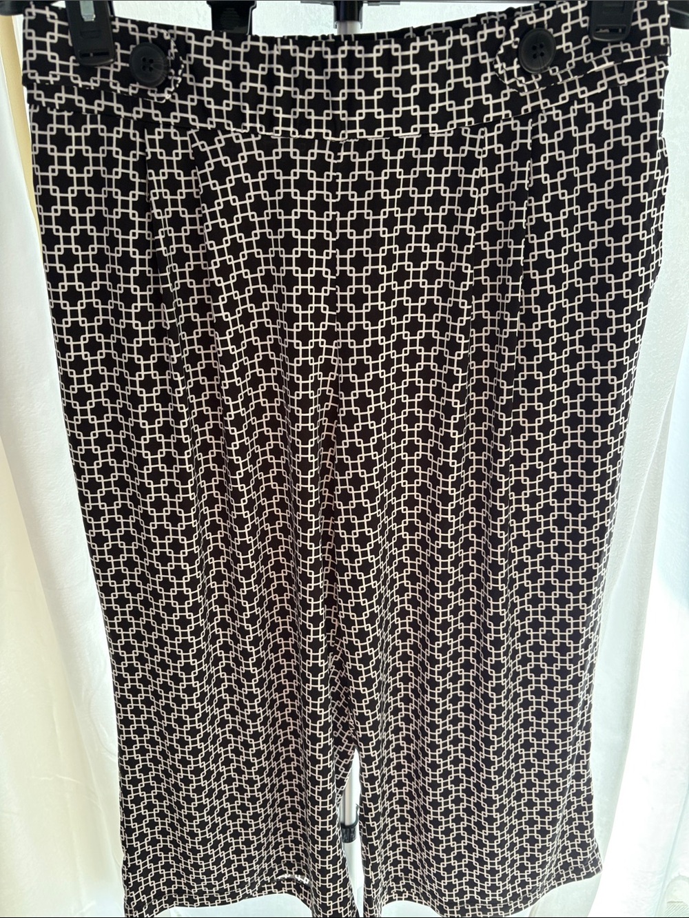 Robert Louis Black and White Chain-Link Wide-Leg Pants